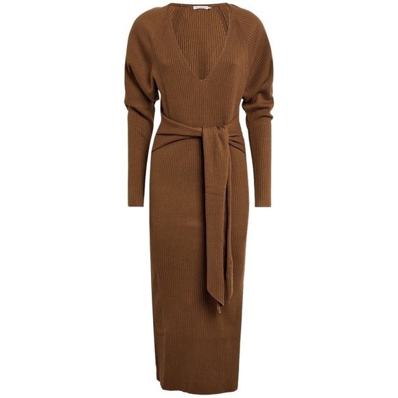 Good American | Long Sleeve Belted Body Midi Dress in Sepia - Size 1 / 2 - Picture 11 of 12